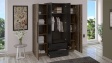 Гардероб Каляри четирикрилни колониален дъб с черно - изглед 2 - МебелМаг Гардероб Каляри четирикрилни колониален дъб с черно - изглед 2