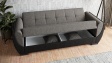 Диван Беланот триместни сив с черна кожа - изглед 3 - МебелМаг Диван Беланот триместни сив с черна кожа - изглед 3