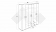 Гардероб Бланко шесткрилни бяло гладко - изглед 5