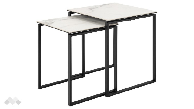 Холна маса Катрина комплект маси бял мрамор с черно - МебелМаг Холна маса Катрина комплект маси бял мрамор с черно