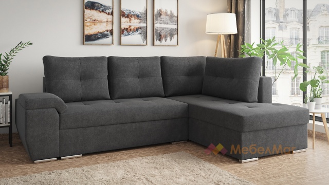 Ъглов диван Милан с посока графит - МебелМаг Ъглов диван Милан с посока графит
