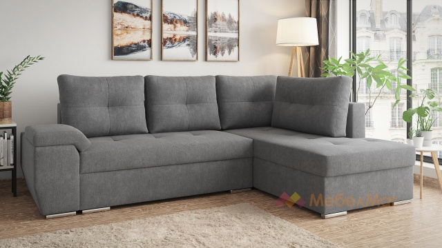 Ъглов диван Милан с посока сив - МебелМаг Ъглов диван Милан с посока сив