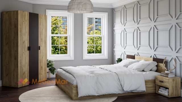 Спален комплект Кайро златен дъб с венге - МебелМаг Спален комплект Кайро златен дъб с венге