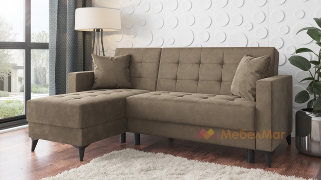 Ъглов диван Амалия универсален ъгъл кафяв