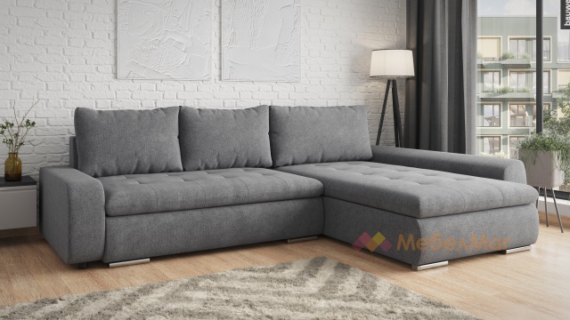 Ъглов диван Дейзи универсален ъгъл сив - МебелМаг Ъглов диван Дейзи универсален ъгъл сив