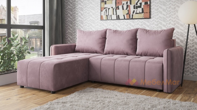 Ъглов диван Гордън универсален ъгъл розов - МебелМаг Ъглов диван Гордън универсален ъгъл розов