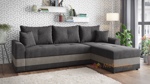 Ъглов диван Рейн универсален ъгъл тъмно сив със сиво - МебелМаг Ъглов диван Рейн универсален ъгъл тъмно сив със сиво