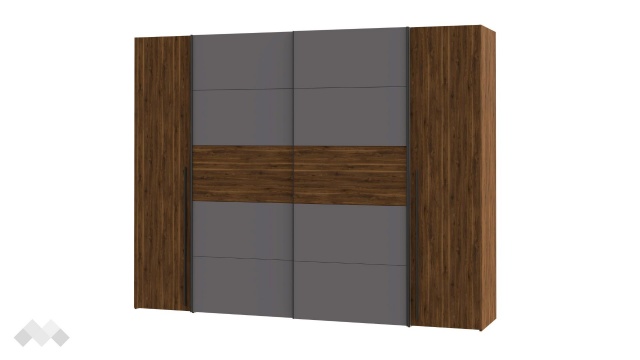 Гардероб Арагона четирикрилни орех бейкърсфилд с волфрамово сиво