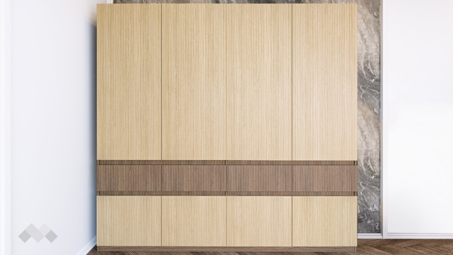 Гардероб Мирела четирикрилни дъб линеа с орех линеа - МебелМаг Гардероб Мирела четирикрилни дъб линеа с орех линеа