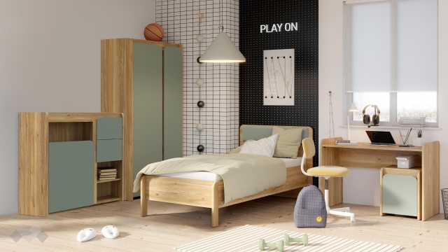 Детски спален комплект Холис Х1 дъб маувела с олив - МебелМаг Детски спален комплект Холис Х1 дъб маувела с олив