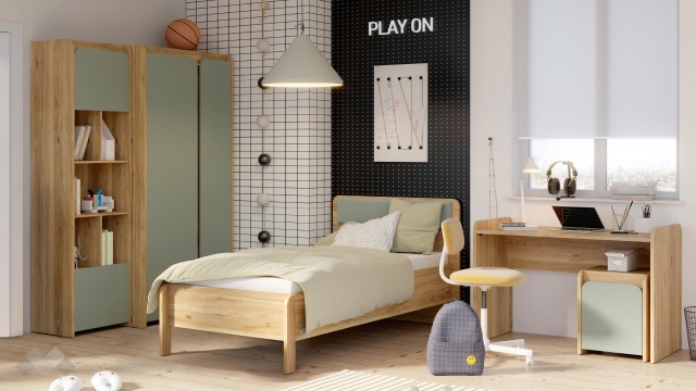 Детски спален комплект Холис Х2 дъб маувела с олив - МебелМаг Детски спален комплект Холис Х2 дъб маувела с олив