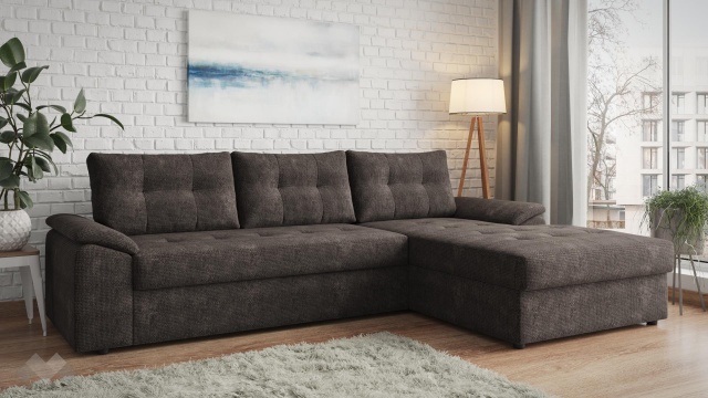 Ъглов диван Азалия с посока кафяв - МебелМаг Ъглов диван Азалия с посока кафяв