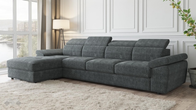 Ъглов диван Джент с посока графит - МебелМаг Ъглов диван Джент с посока графит