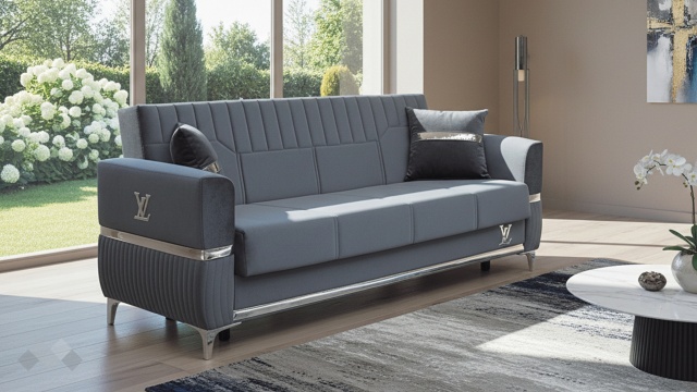 Диван Верино триместни сив - МебелМаг Диван Верино триместни сив