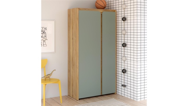 Гардероб Холис двукрилни дъб маувела с олив - МебелМаг Гардероб Холис двукрилни дъб маувела с олив