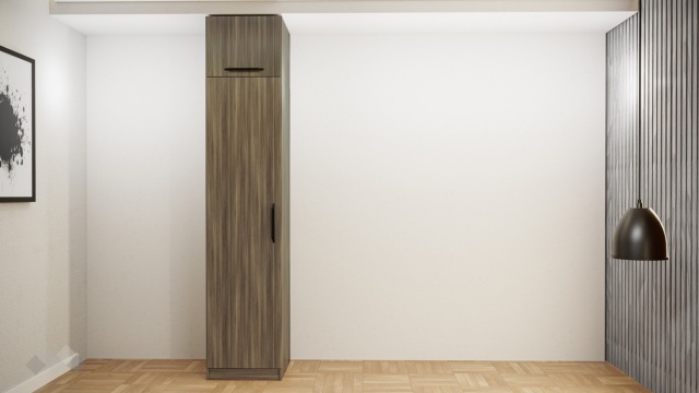 Гардероб Наоми еднокрилни дъб дилън тъмен - МебелМаг Гардероб Наоми еднокрилни дъб дилън тъмен