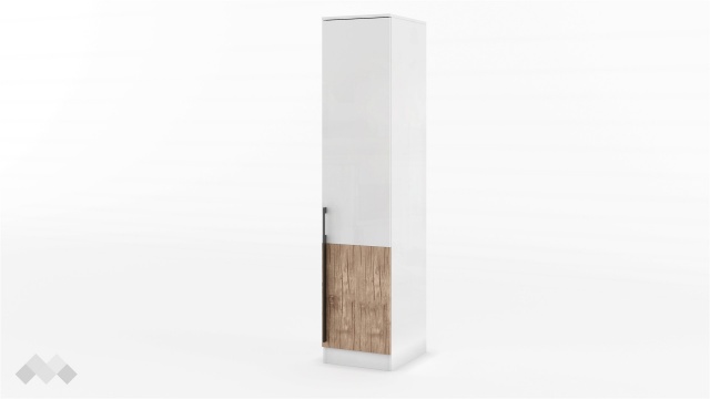 Гардероб Калифорния еднокрилни бяло с бяло гланц и антик