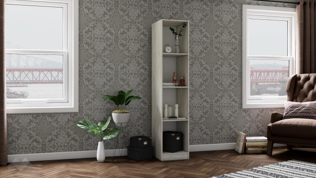 Етажерка Адам дъб крафт бял с дъб крафт сив - МебелМаг Етажерка Адам дъб крафт бял с дъб крафт сив