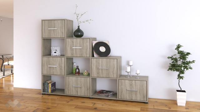 Етажерка Фресно тъмна сонома - МебелМаг Етажерка Фресно тъмна сонома