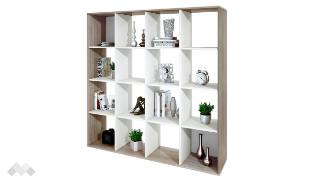 Етажерка Фрея тъмна сонома с бяло гладко - МебелМаг Етажерка Фрея тъмна сонома с бяло гладко