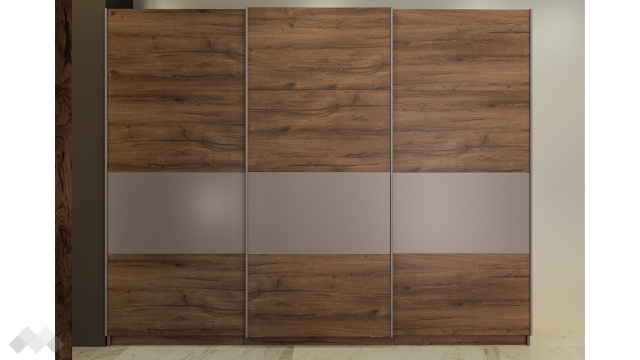 Гардероб Калатрава с плъзгащи врати кафяв дъб пиемона с лате