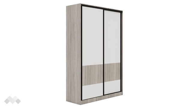 Гардероб Комо с плъзгащи врати дъб ърбан ойстър с бяло - МебелМаг Гардероб Комо с плъзгащи врати дъб ърбан ойстър с бяло