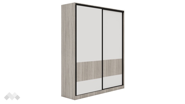 Гардероб Комо с плъзгащи врати дъб ърбан ойстър с бяло - МебелМаг Гардероб Комо с плъзгащи врати дъб ърбан ойстър с бяло