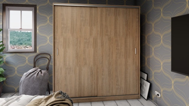 Гардероб с плъзгащи врати Арго с плъзгащи врати дъб сонома - МебелМаг Гардероб с плъзгащи врати Арго с плъзгащи врати дъб сонома