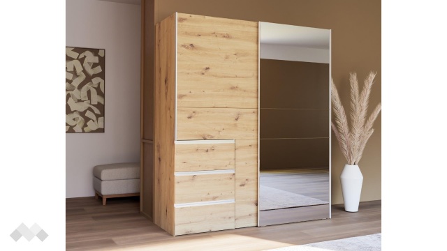 Гардероб Триумф с плъзгащи врати дъб артисан