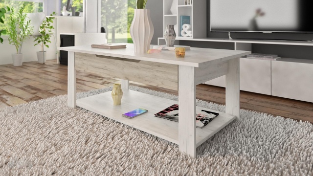 Холна маса Анелия дъб крафт бял с дъб крафт сив - МебелМаг Холна маса Анелия дъб крафт бял с дъб крафт сив