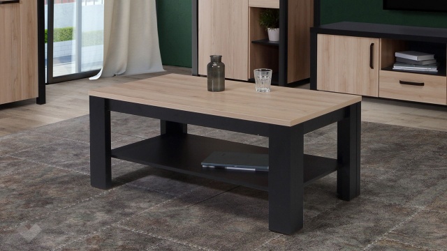 Холна маса Блекхил светъл дъб с черен мат - МебелМаг Холна маса Блекхил светъл дъб с черен мат