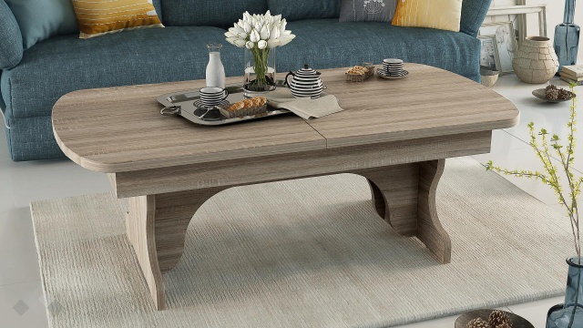 Холна маса Далия разтегателна с повдигащ механизъм тъмна сонома - МебелМаг Холна маса Далия разтегателна с повдигащ механизъм тъмна сонома