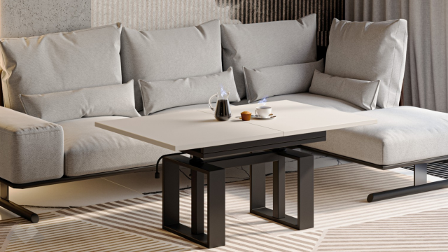 Холна маса Емполи разтегателна кашмир с черно - МебелМаг Холна маса Емполи разтегателна кашмир с черно