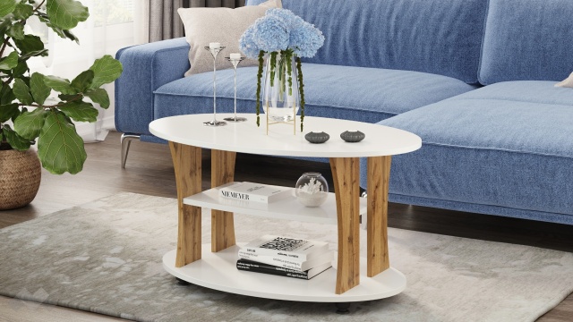 Холна маса Камилия златен дъб с бяло - МебелМаг Холна маса Камилия златен дъб с бяло