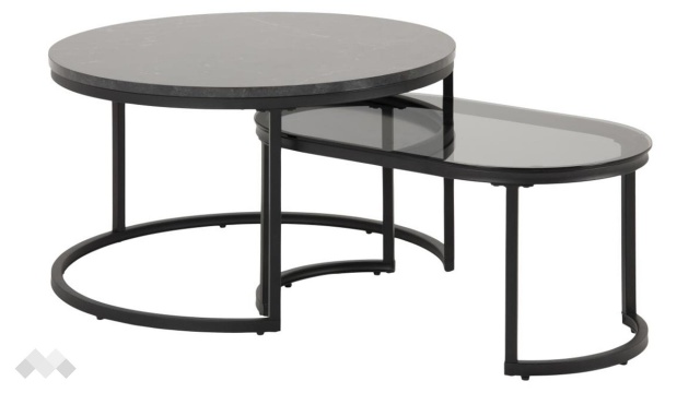 Холна маса Спиро комплект маси черен мрамор с черно - МебелМаг Холна маса Спиро комплект маси черен мрамор с черно