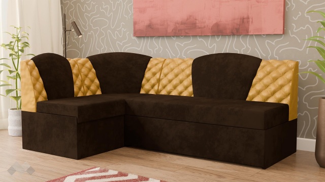 Кухненски ъгъл Кадилак универсален ъгъл кафяв със златисто - МебелМаг Кухненски ъгъл Кадилак универсален ъгъл кафяв със златисто