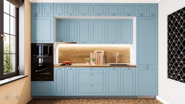 Кухня Зана прави деним мат с бяло гладко - МебелМаг Кухня Зана прави деним мат с бяло гладко