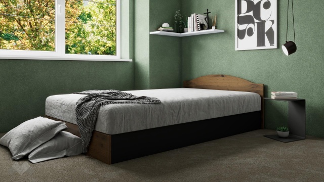 Легло 120/190 Хироу с включен матрак Бонел 120/190 дъб вотан с черно шагре - МебелМаг Легло 120/190 Хироу с включен матрак Бонел 120/190 дъб вотан с черно шагре