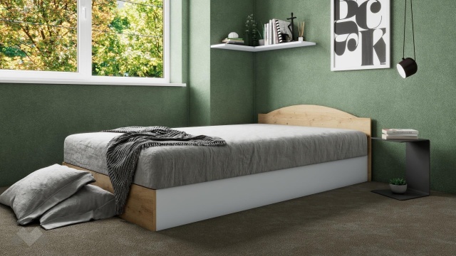 Легло 120/190 Леонард с включен матрак Бонел 120/190 артизан с бяло - МебелМаг Легло 120/190 Леонард с включен матрак Бонел 120/190 артизан с бяло