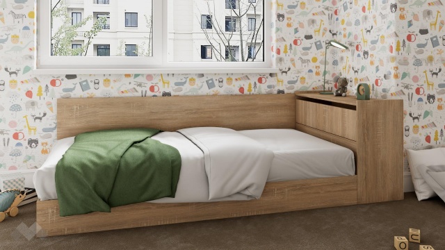 Мини приста с ракла 82/190 Арго с включен матрак Бонел 82/190 дъб сонома - МебелМаг Мини приста с ракла 82/190 Арго с включен матрак Бонел 82/190 дъб сонома