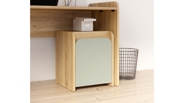 Нощен шкаф Холис дъб маувела с олив - МебелМаг Нощен шкаф Холис дъб маувела с олив