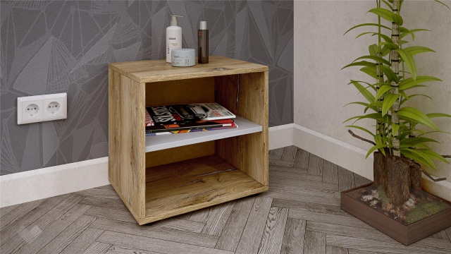 Нощен шкаф Селтик келтски дъб със светло сиво - МебелМаг Нощен шкаф Селтик келтски дъб със светло сиво