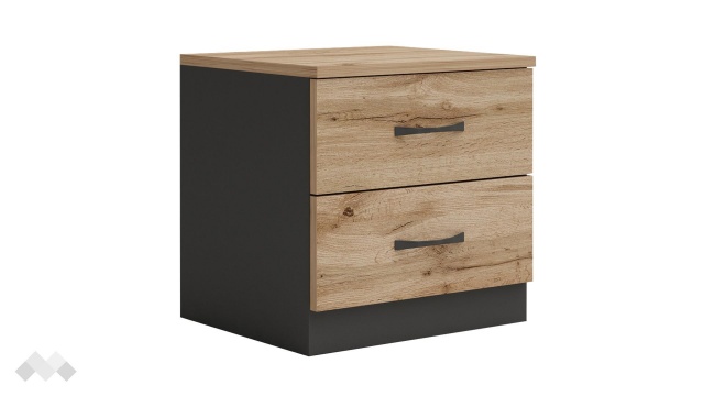 Нощен шкаф Галати дъб вотан светъл с антрацит - МебелМаг Нощен шкаф Галати дъб вотан светъл с антрацит