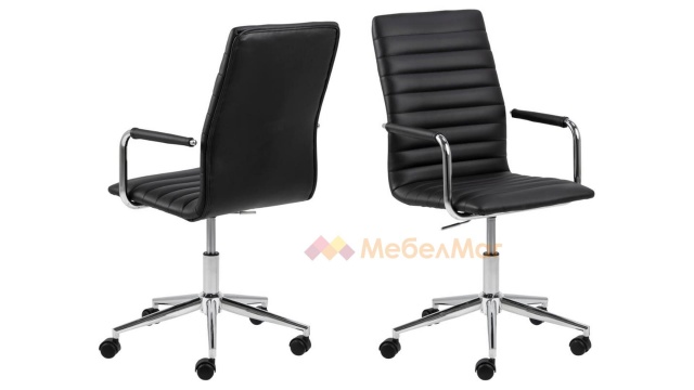 Офис стол Уинслоу черен с хром - МебелМаг Офис стол Уинслоу черен с хром