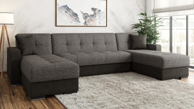 Ъглов диван Барселона универсален ъгъл сив с черно - МебелМаг Ъглов диван Барселона универсален ъгъл сив с черно