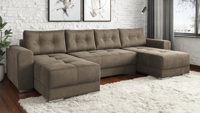 Ъглов диван Джена универсален ъгъл кафяв - МебелМаг Ъглов диван Джена универсален ъгъл кафяв