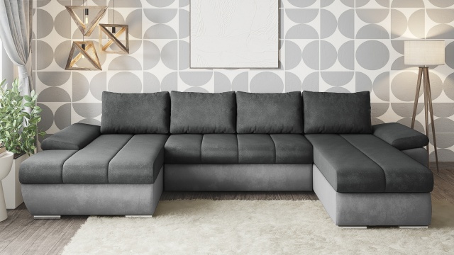 П-образен диван Савона с посока графит със сиво - МебелМаг П-образен диван Савона с посока графит със сиво