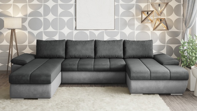 П-образен диван Савона с посока графит със сиво - МебелМаг П-образен диван Савона с посока графит със сиво
