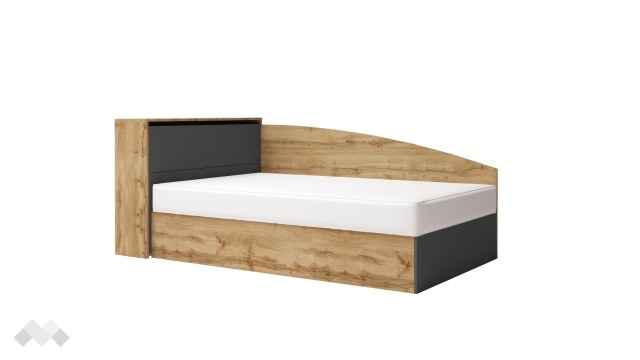 Приста с ракла 120/190 Борей с включен матрак Бонел 120/190 дъб вотан светъл с антрацит - МебелМаг Приста с ракла 120/190 Борей с включен матрак Бонел 120/190 дъб вотан светъл с антрацит