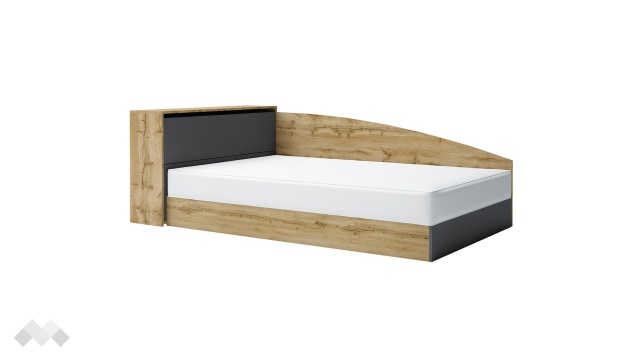 Приста с ракла 120/190 Галати с включен матрак Бонел 120/190 дъб вотан светъл с антрацит - МебелМаг Приста с ракла 120/190 Галати с включен матрак Бонел 120/190 дъб вотан светъл с антрацит